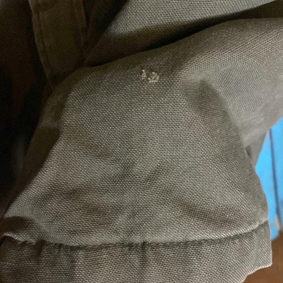 Dickies quilted lining jacket with sweatshirt hood large olive gray zip up snaps - Picture 3 of 10